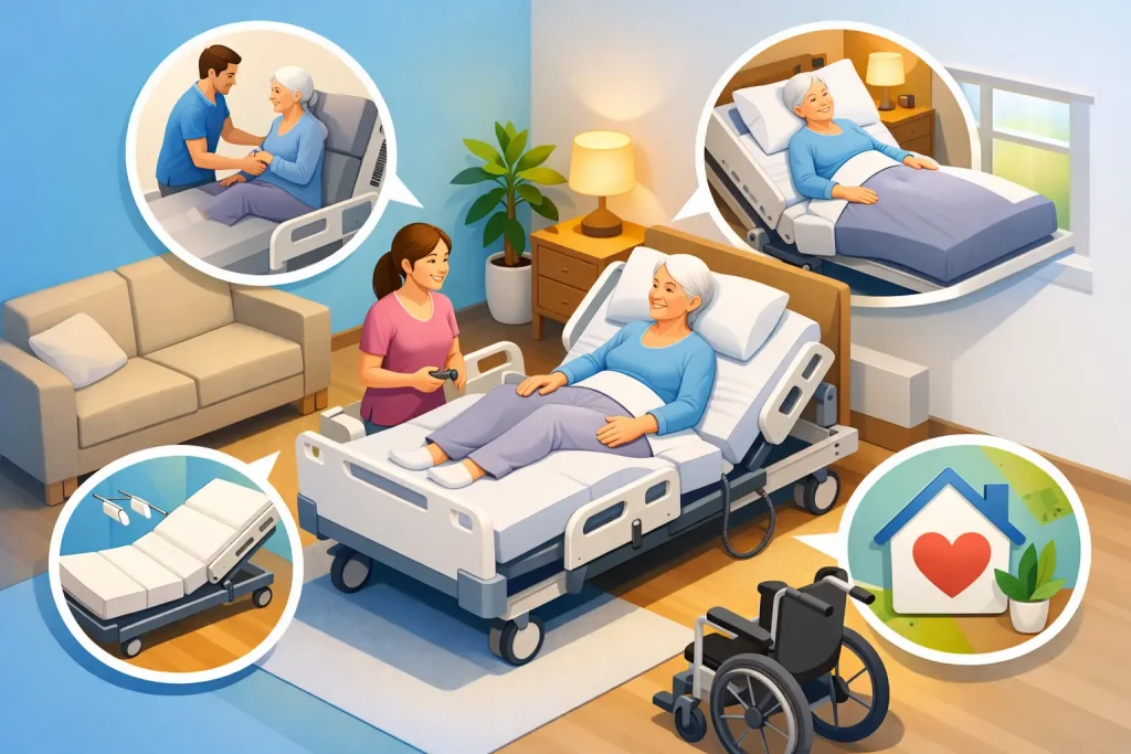 Benefícios da cama articulada no cuidado em casa