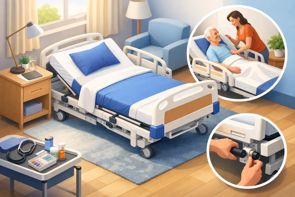 Cama Manual Hospitalar para Cuidado em Casa